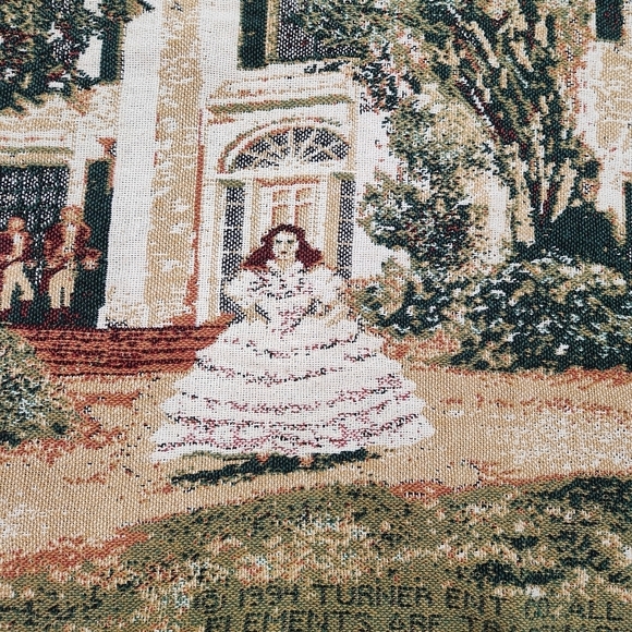 VINTAGE Gone With The Wind Jacquard Throw "Scarlett At Tara” Cotton Chatham - Picture 3 of 7
